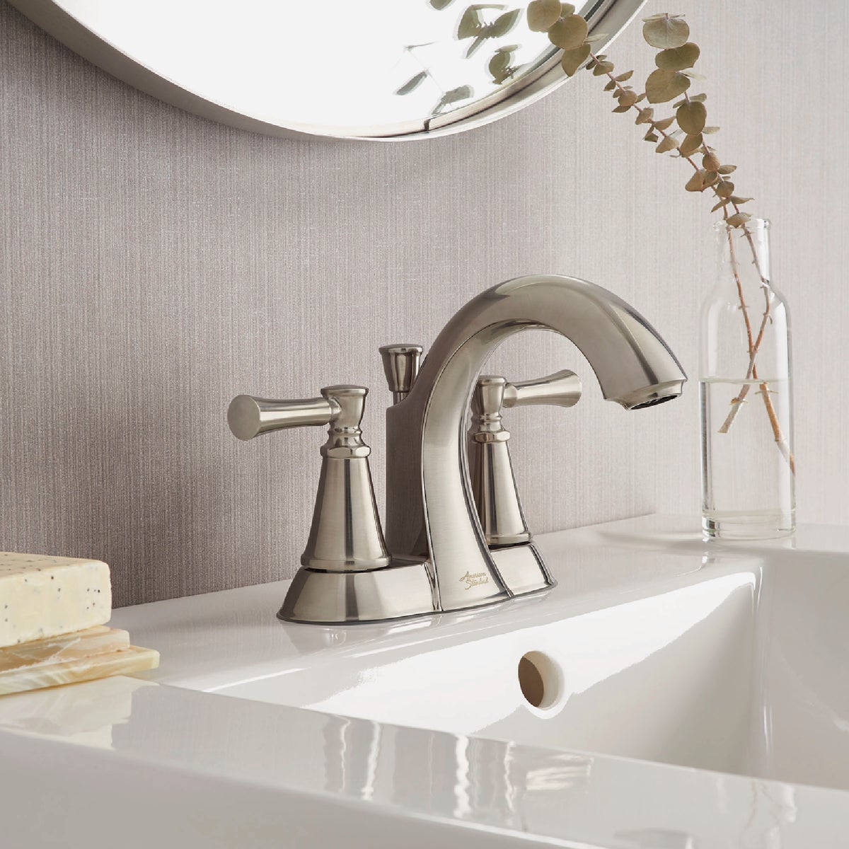 American Standard Chancellor 2-Handle Lever 4 In. Centerset Bathroom Faucet with Pop-Up, Brushed Nickel Image 2