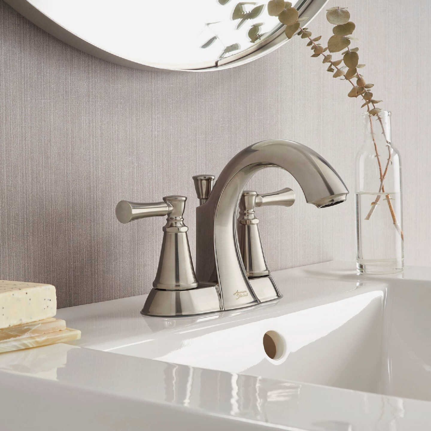 American Standard Chancellor 2-Handle Lever 4 In. Centerset Bathroom Faucet with Pop-Up, Brushed Nickel Image 2