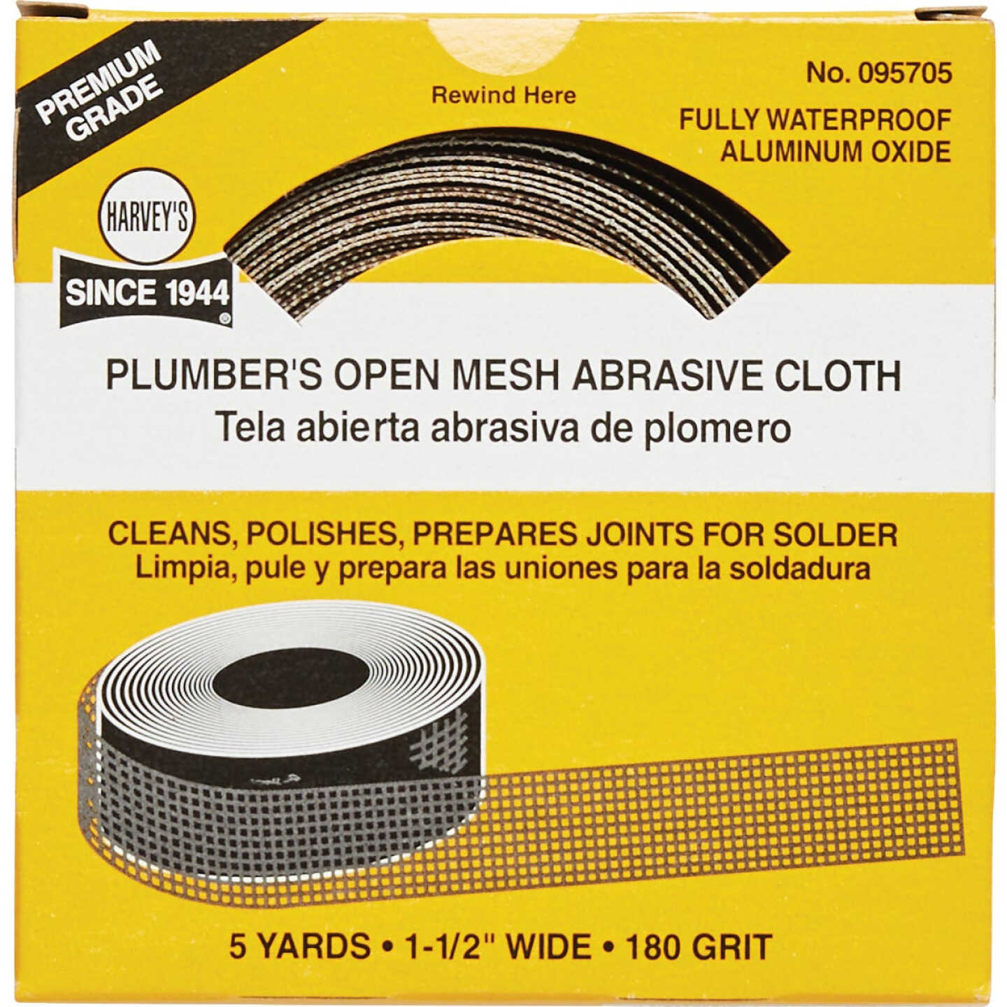 Harvey 1-1/2 In. x 6 Yd. 180-Grit Plumber's Open Mesh Abrasive Sand Cloth Image 1