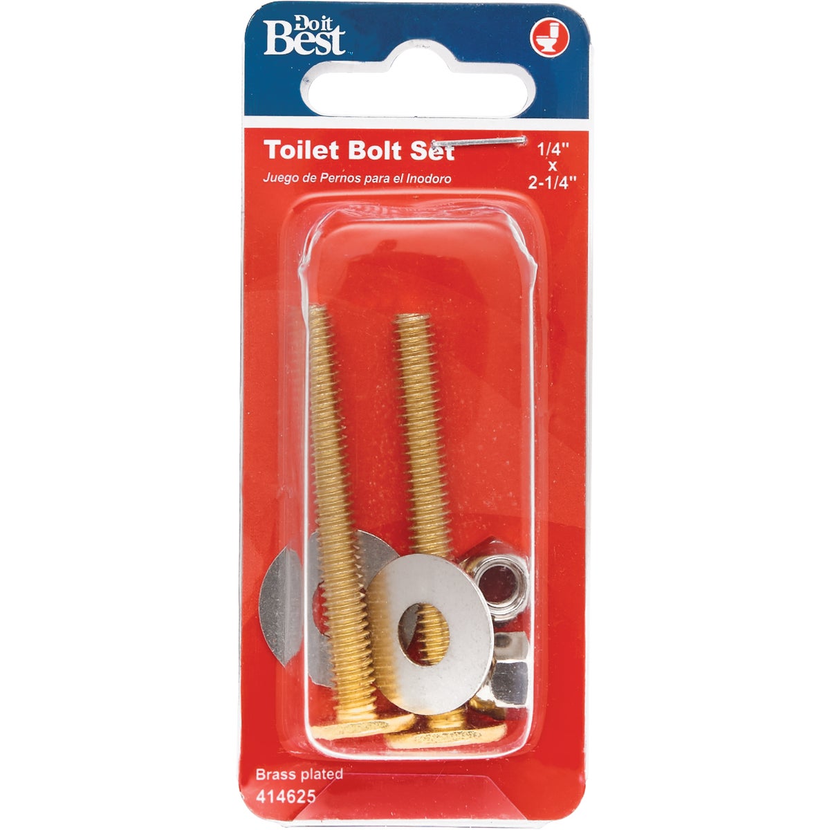 Do it Best 1/4 In. x 2-1/4 In. Brass Plated Steel Toilet Bolts (2 Pack) Image 2