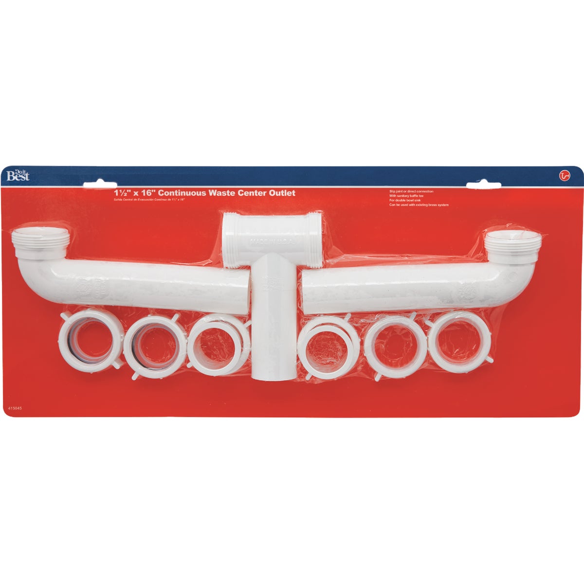 Do it Best 1-1/2 In. x 16 In. White Polypropylene Center Outlet Waste Image 2