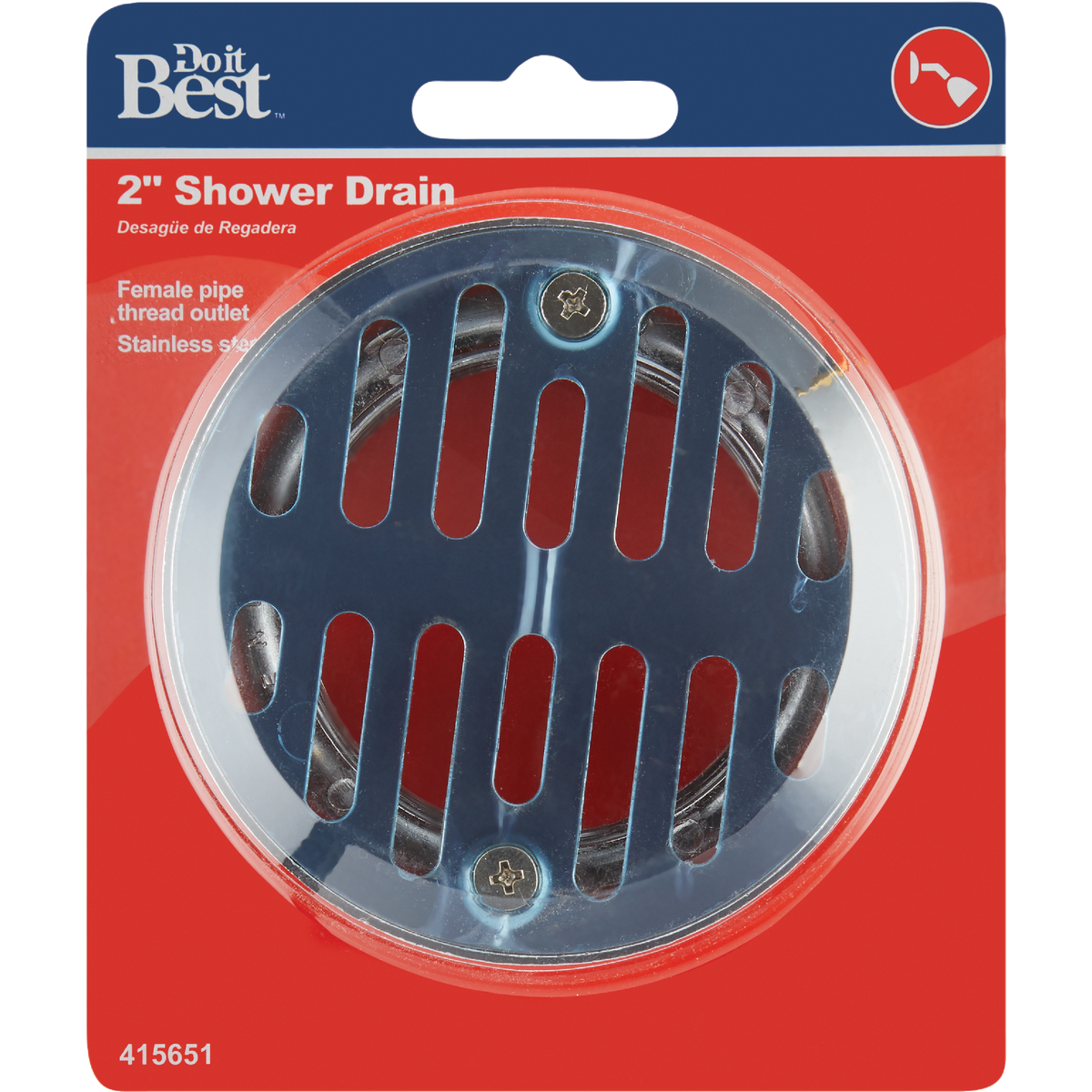 Do it 2 In. Cast Brass Shower Drain with 3-1/2 In. Stainless Steel Strainer Image 2