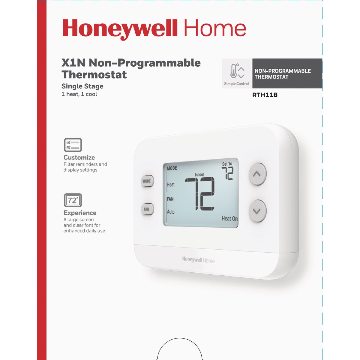 Honeywell Home X1N Non-Programmable White Digital Thermostat Image 2