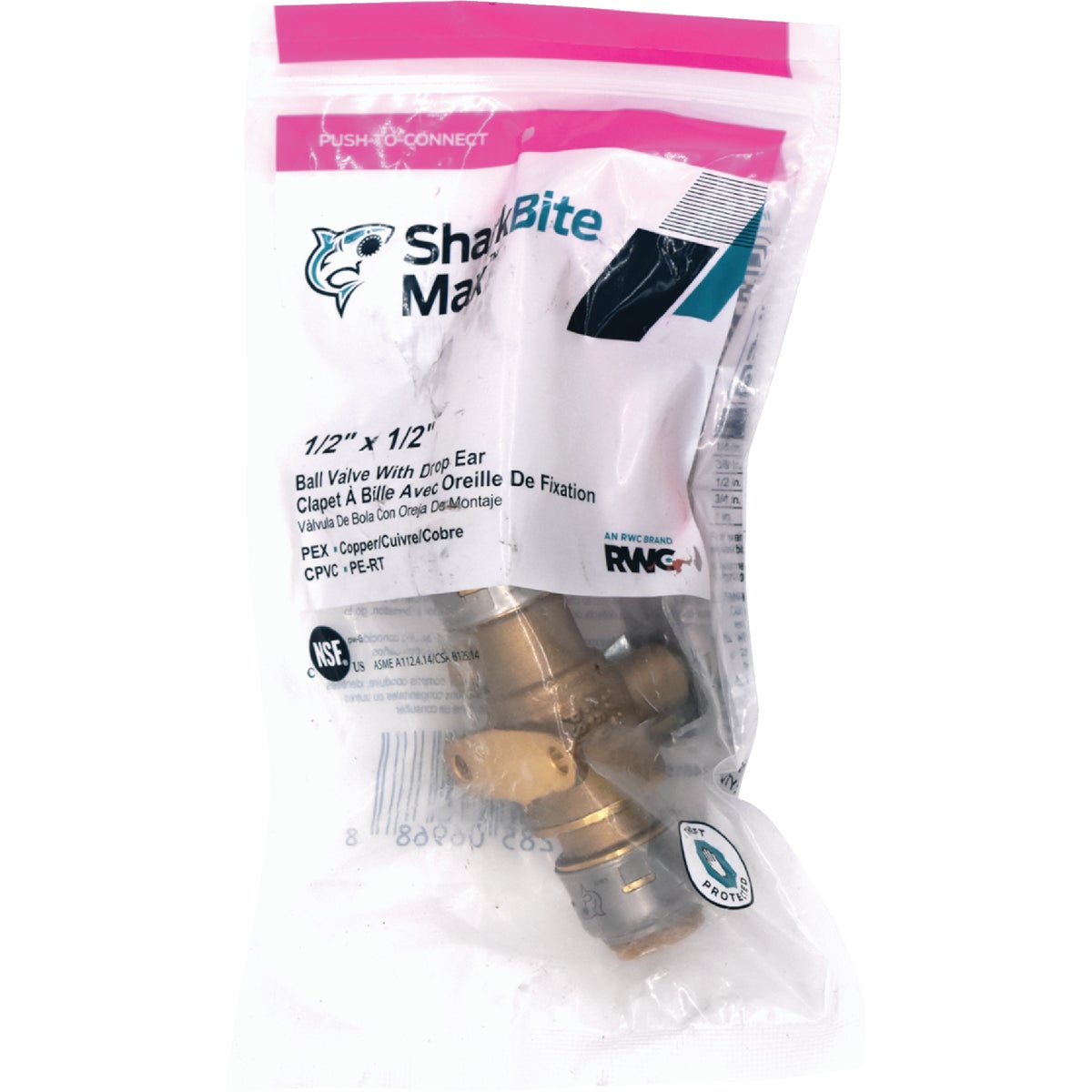 SharkBite 1/2 In. Brass Push-Fit Ball Valve with Drain & Mounting Tab Image 6
