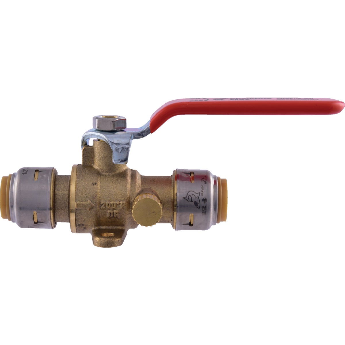 SharkBite 1/2 In. Brass Push-Fit Ball Valve with Drain & Mounting Tab Image 7