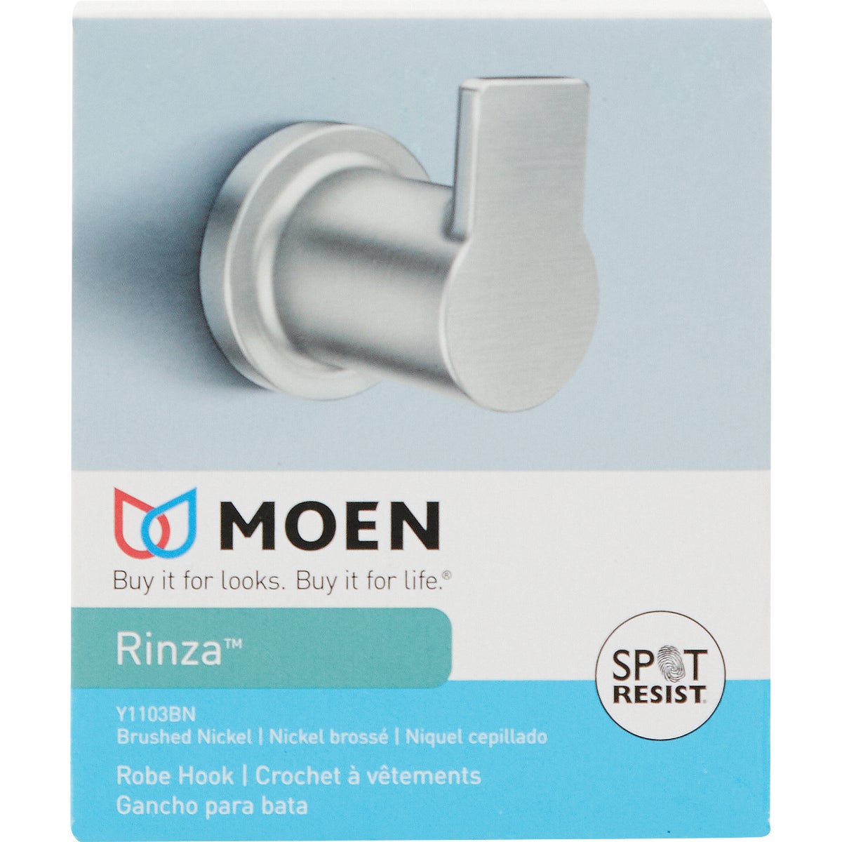 Moen Rinza Single Robe Hook, Spot Resist Brushed Nickel  Image 3