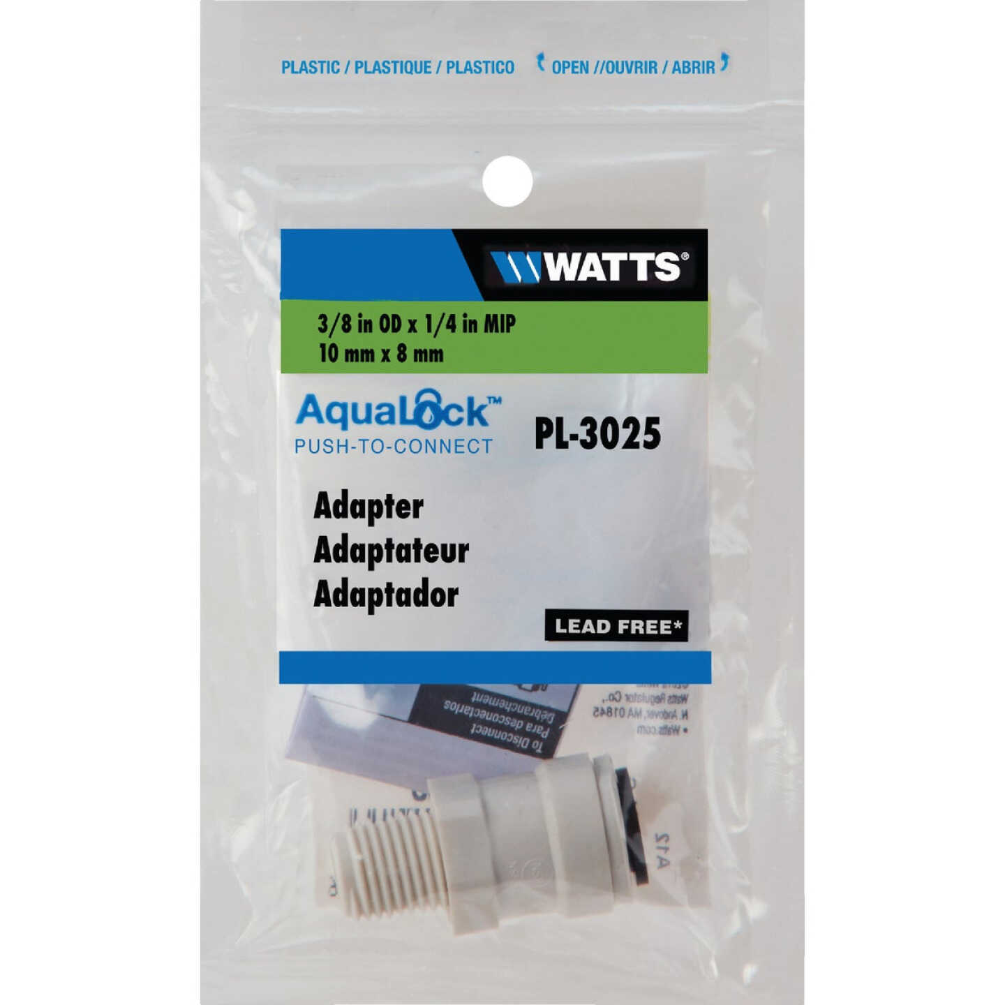 Watts Aqualock 3/8 In. OD x 1/4 In. MPT Push-to-Connect Plastic Adapter Image 1