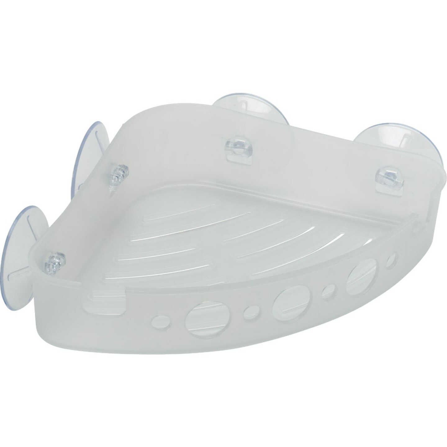 Zenna Home Frosted Finish Suction Corner Bathroom Shelf Image 1