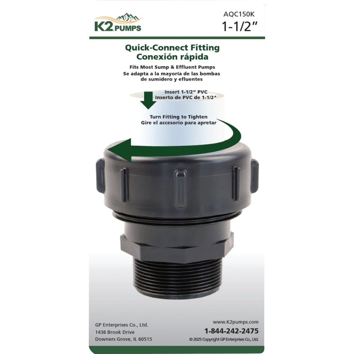 K2 1-1/2 In. Sump & Effluent Pump Quick-Connect Fitting Image 4