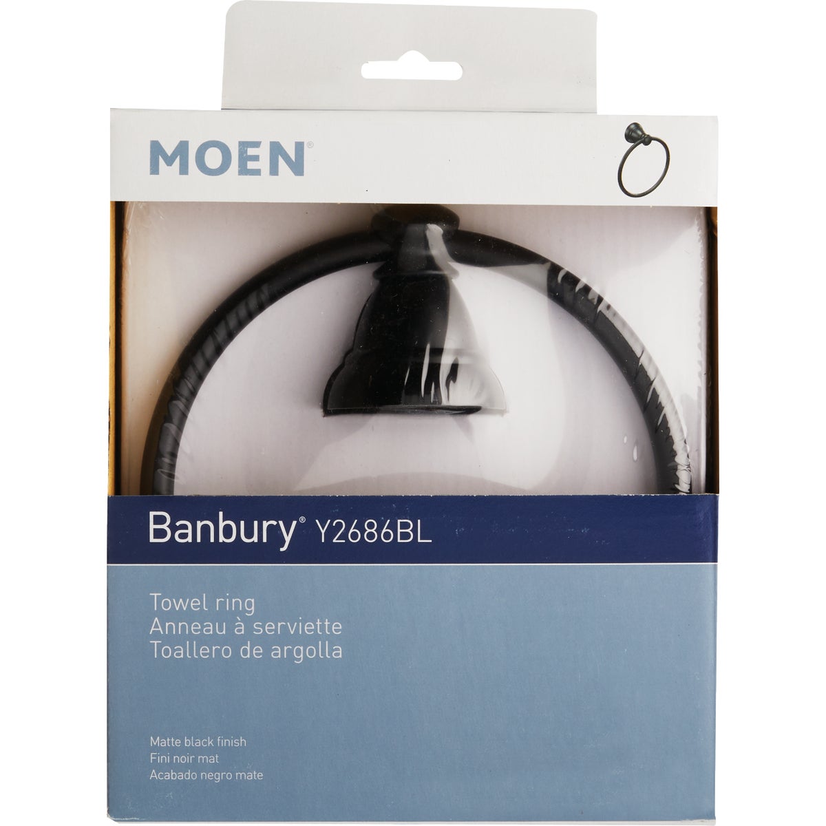 Moen Banbury 6 In. Towel Ring, Matte Black Image 3