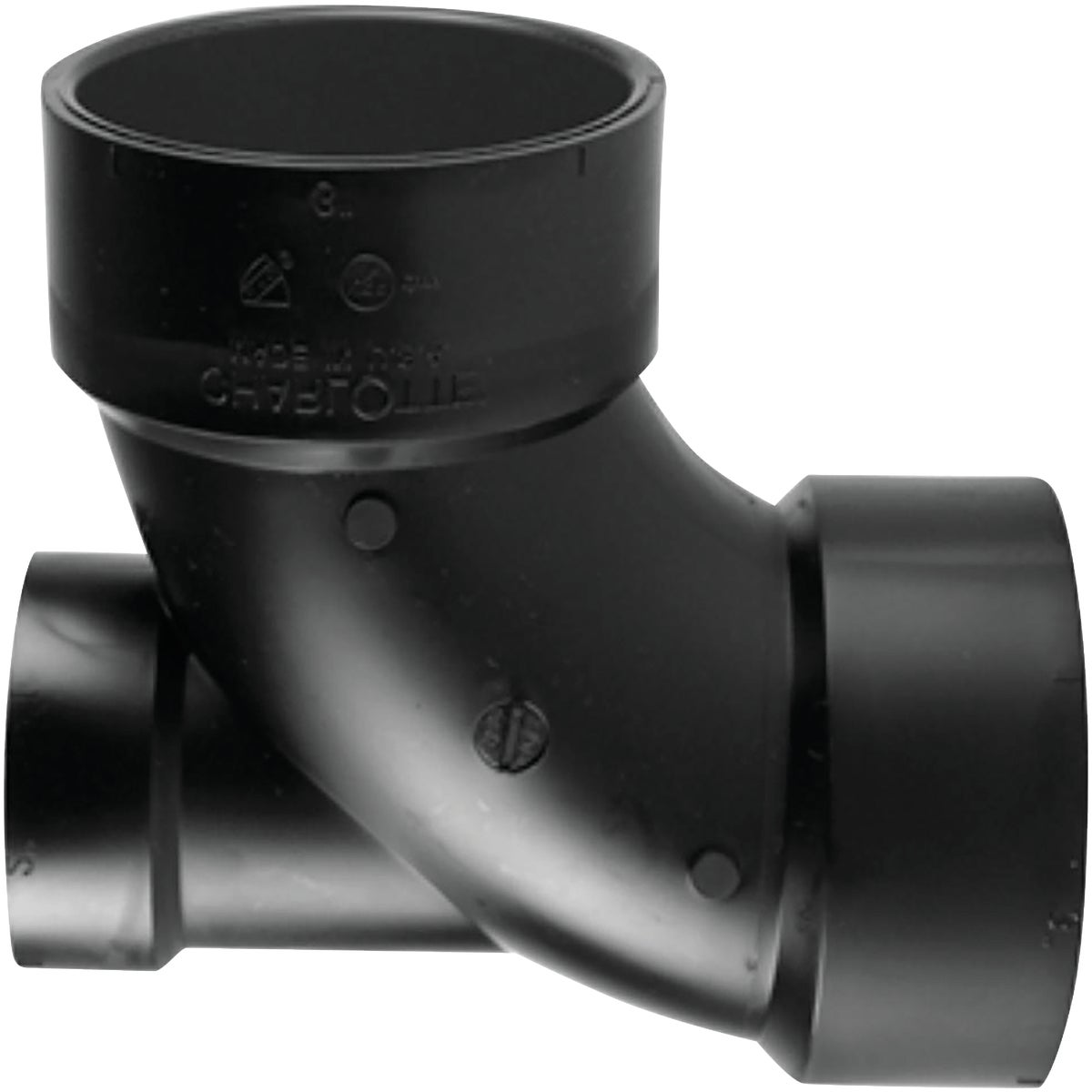 Charlotte Pipe 3 x 3 x 2 In. Hub x Hub x Hub 90 Deg. ABS Elbow with Low Heel Inlet (1/4 Turn)
