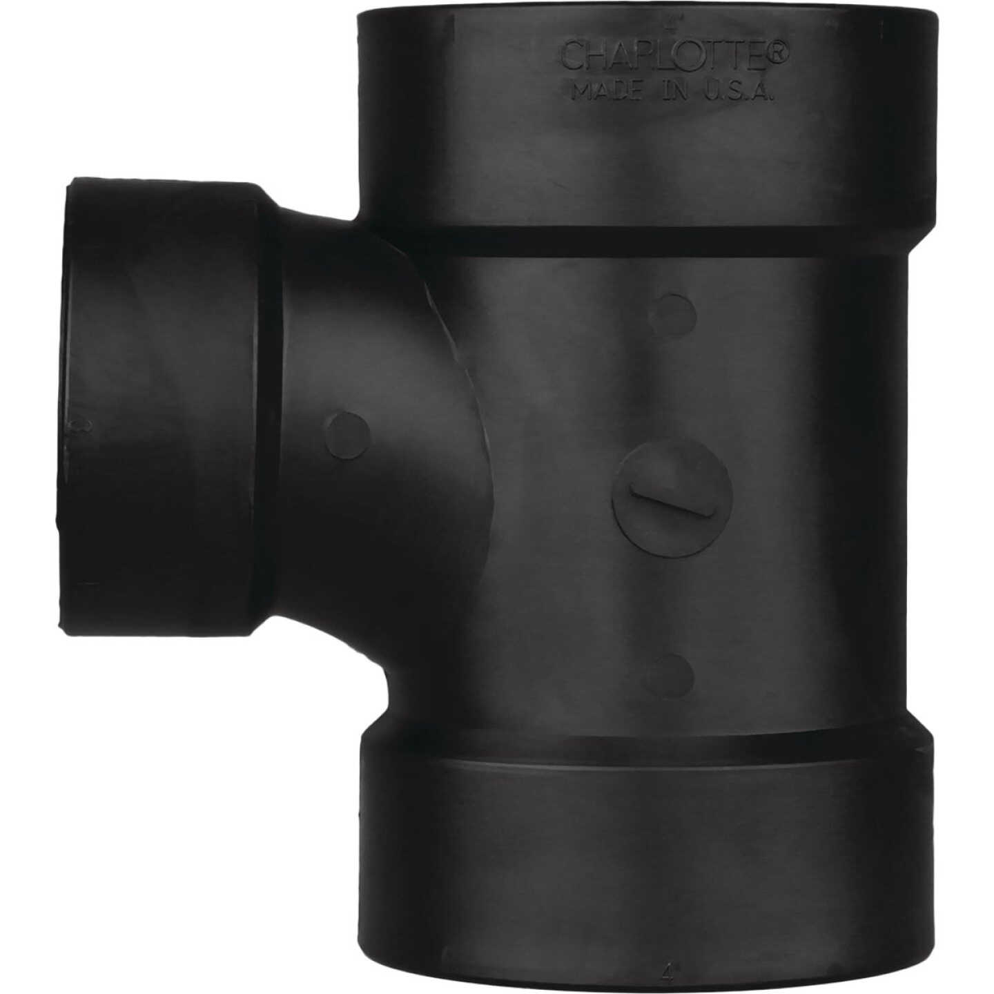 Charlotte Pipe 4 x 4 x 3 In. Hub x Hub x Hub Reducing Sanitary ABS Waste & Vent Tee Image 1