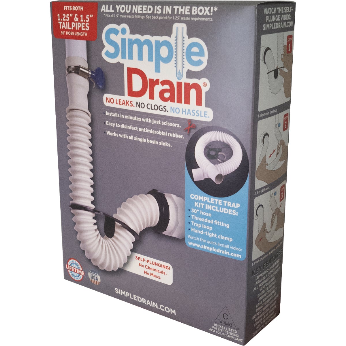 Simple Drain Self-Plunging Sink Drain Universal Trap Repair Kit