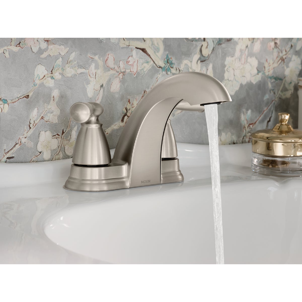 Moen Banbury 2-Handle Lever Centerset Bathroom Faucet with Pop-Up, Spot Resist Brushed Nickel Image 3