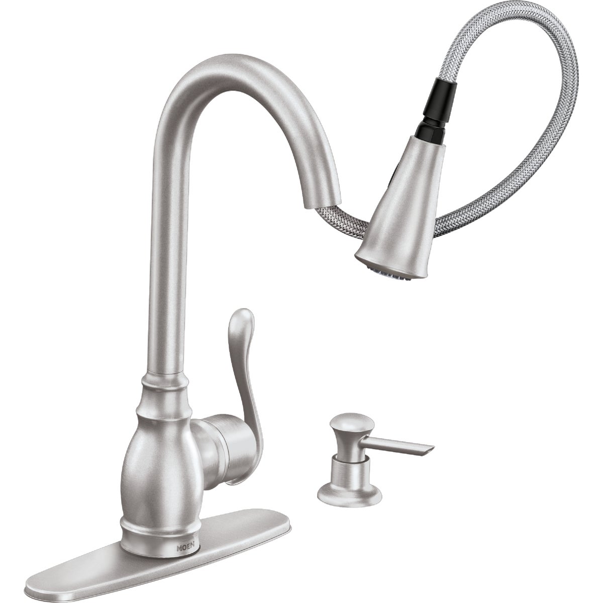 Moen Anabelle 1-Handle Lever Pull-Down Kitchen Faucet with Soap Dispenser, Spot Resist Stainless Steel Image 4