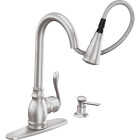 Moen Anabelle 1-Handle Lever Pull-Down Kitchen Faucet with Soap Dispenser, Spot Resist Stainless Steel Image 4