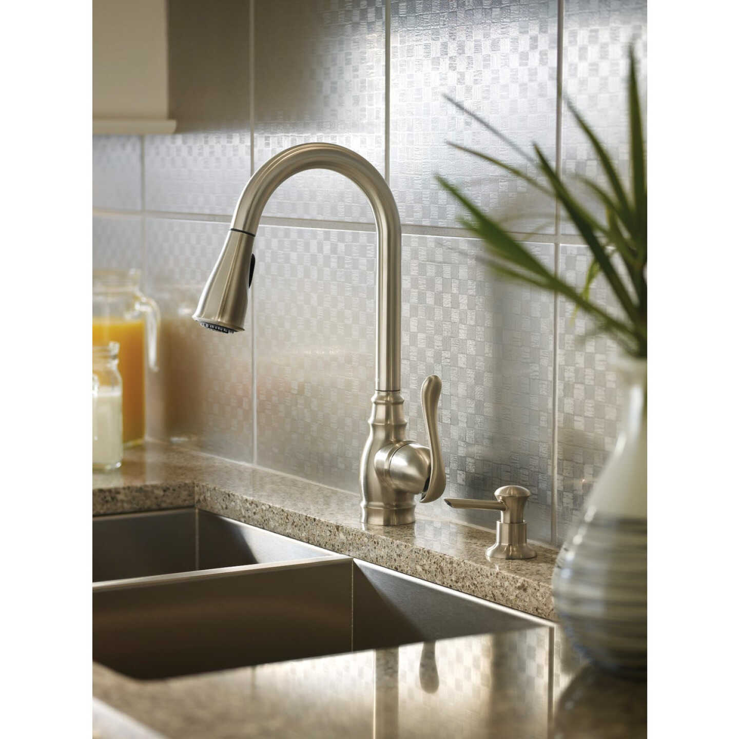 Moen Anabelle 1-Handle Lever Pull-Down Kitchen Faucet with Soap Dispenser, Spot Resist Stainless Steel Image 3