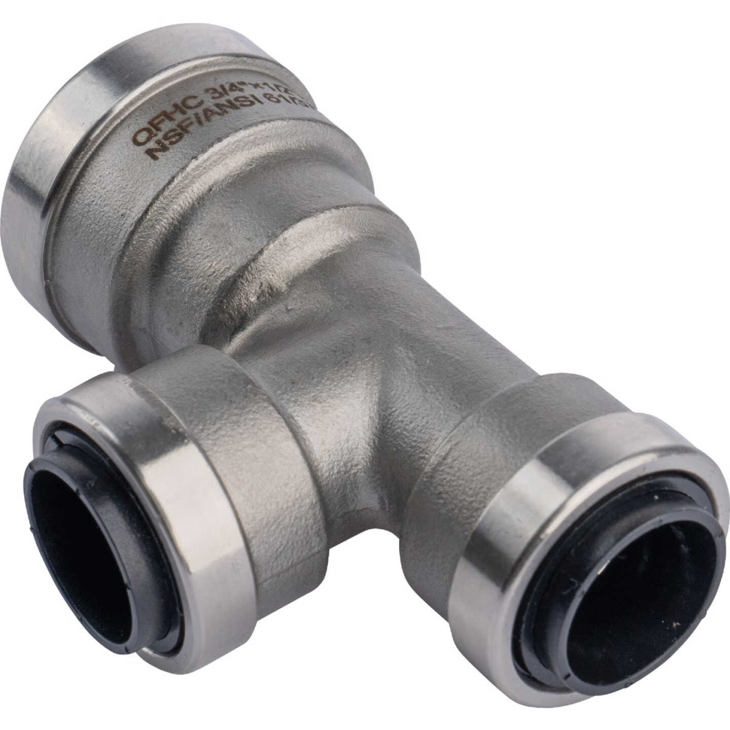 QuickFitting 3/4 In. x 1/2 In. x 1/2 In. Push-to-Connect Stainless Steel Reducing Tee Image 6
