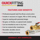 QuickFitting 1/2 In. Push-to-Connect x 1/4 In. O.D. Compression Chrome Plated Brass Quarter-Turn Angle Stop Valve Image 2