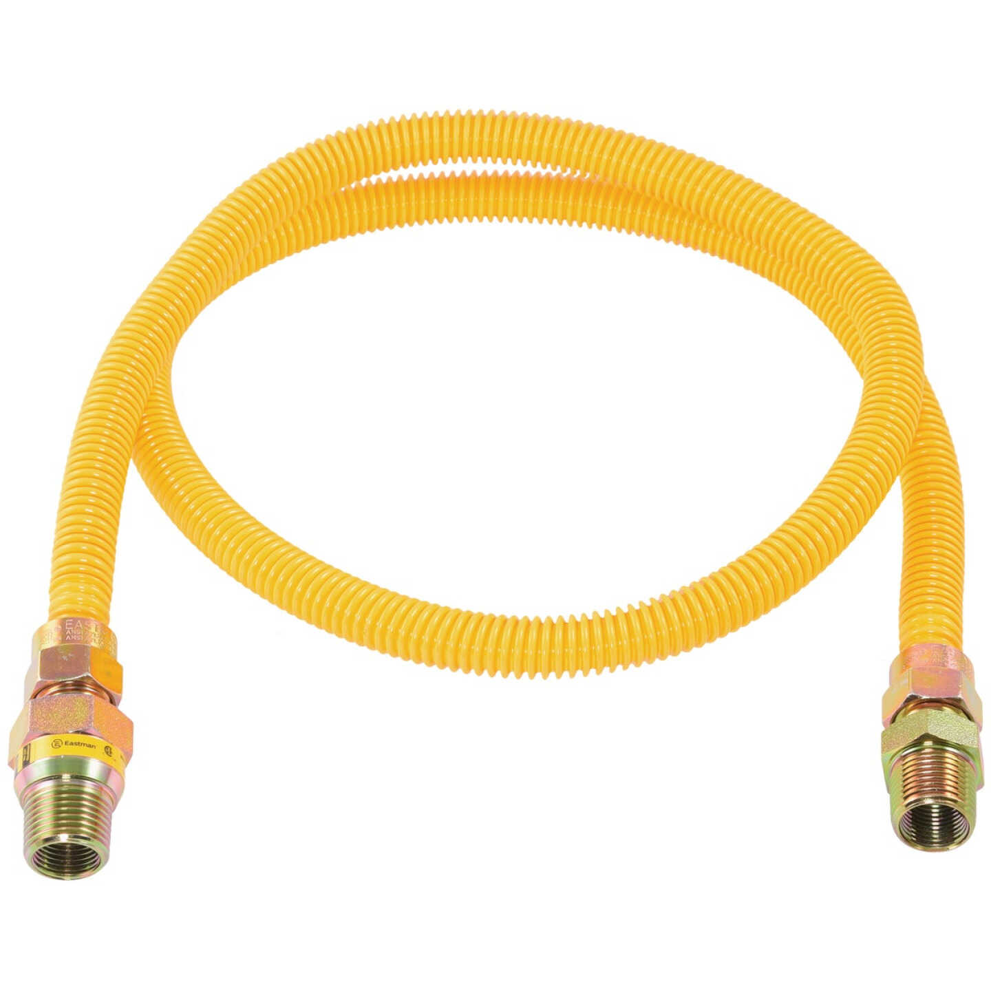 Eastman 1/2 In. OD x 48 In. 1/2 In. MIP (Tapped 3/8 In. FIP) x 1/2 In. MIP (Tapped 3/8 In. FIP) Coated Stainless Steel Gas Connector with ArmorBoost Excess Flow Valve Image 1