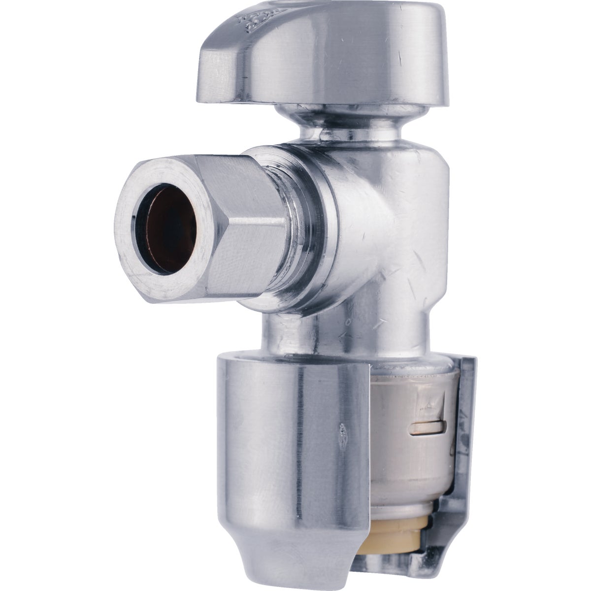 SharkBite 1/2 In. Push-to-Connect x 3/8 In. OD Compression Chrome-Plated Brass Quarter Turn Angle Valve (4-Pack) Image 9