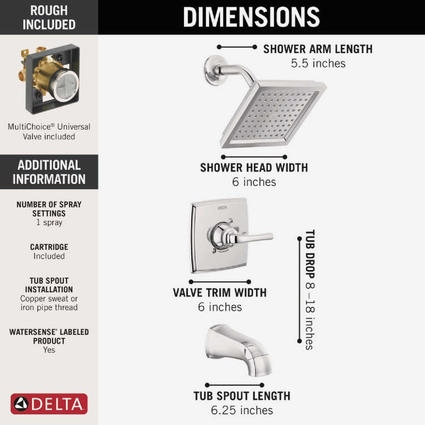 Delta Geist Chrome Single-Handle Tub and Shower Faucet Image 2