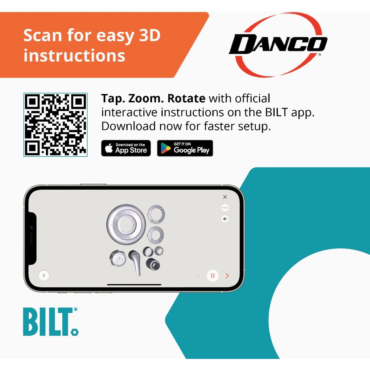 Danco Delta Lever and Knob Tub & Shower Trim Kit, Matte Black Image 2