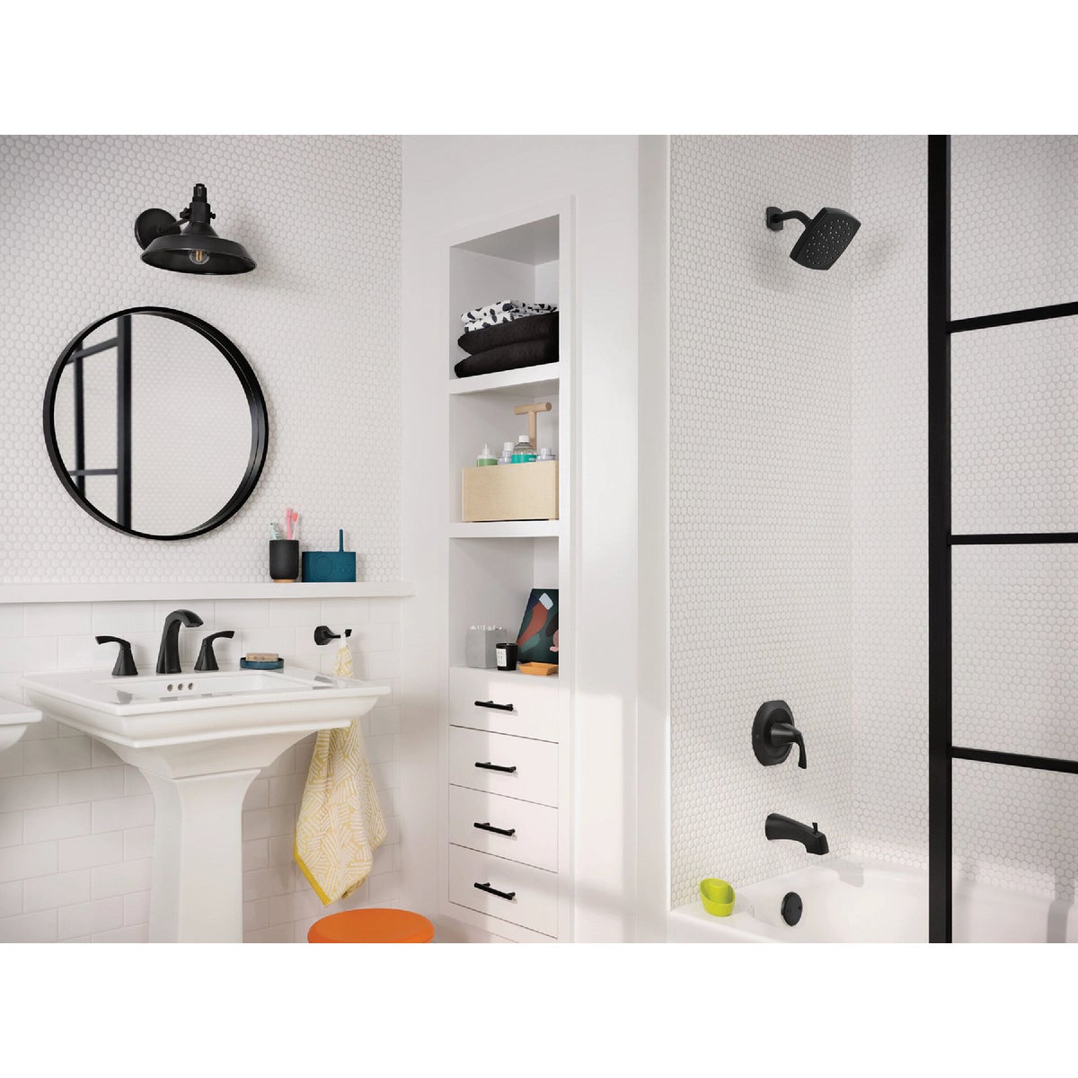 Moen Lindor Posi-Temp 1-Handle Lever Tub & Shower Faucet, Matte Black Image 4