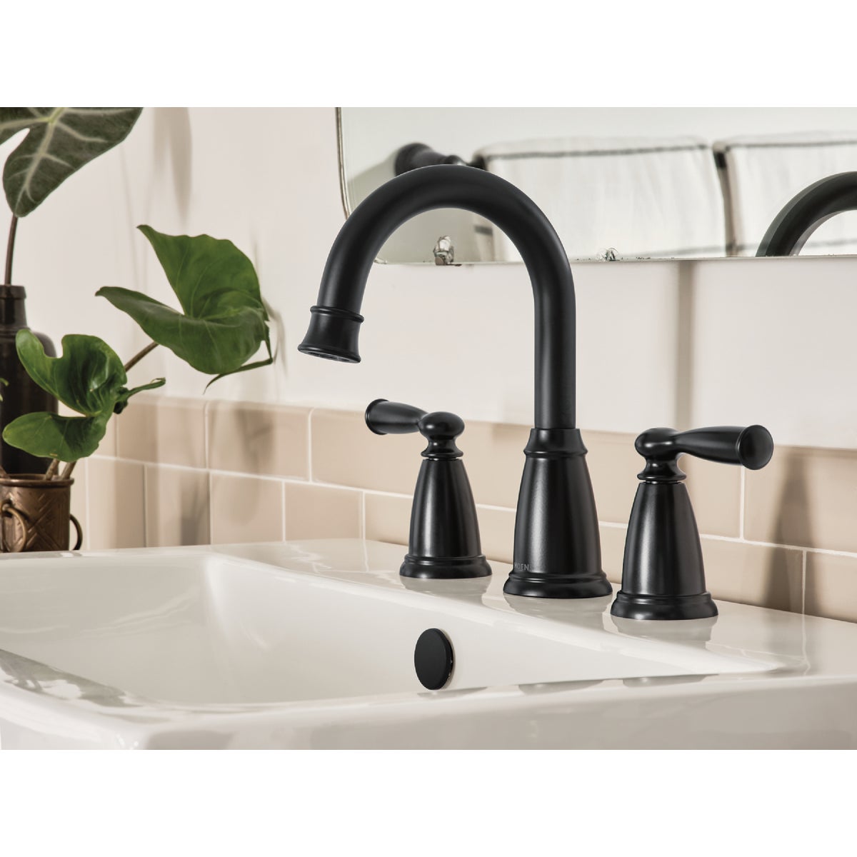 Moen Banbury 2-Handle Lever Widespread Bathroom Faucet, Matte Black Image 2