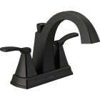 Delta Flynn Matte Black 2-Handle Lever Centerset Bathroom Faucet with Pop-Up Image 1