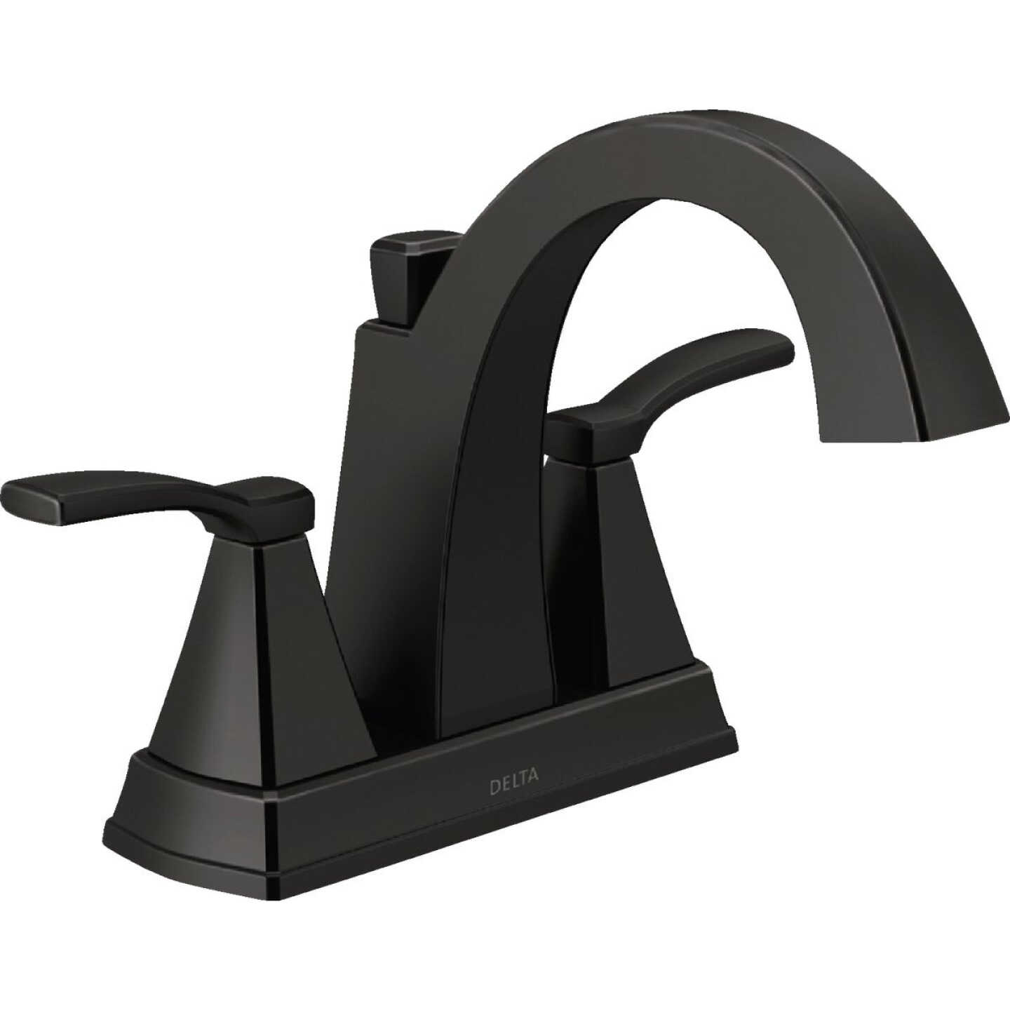Delta Flynn Matte Black 2-Handle Lever Centerset Bathroom Faucet with Pop-Up Image 1
