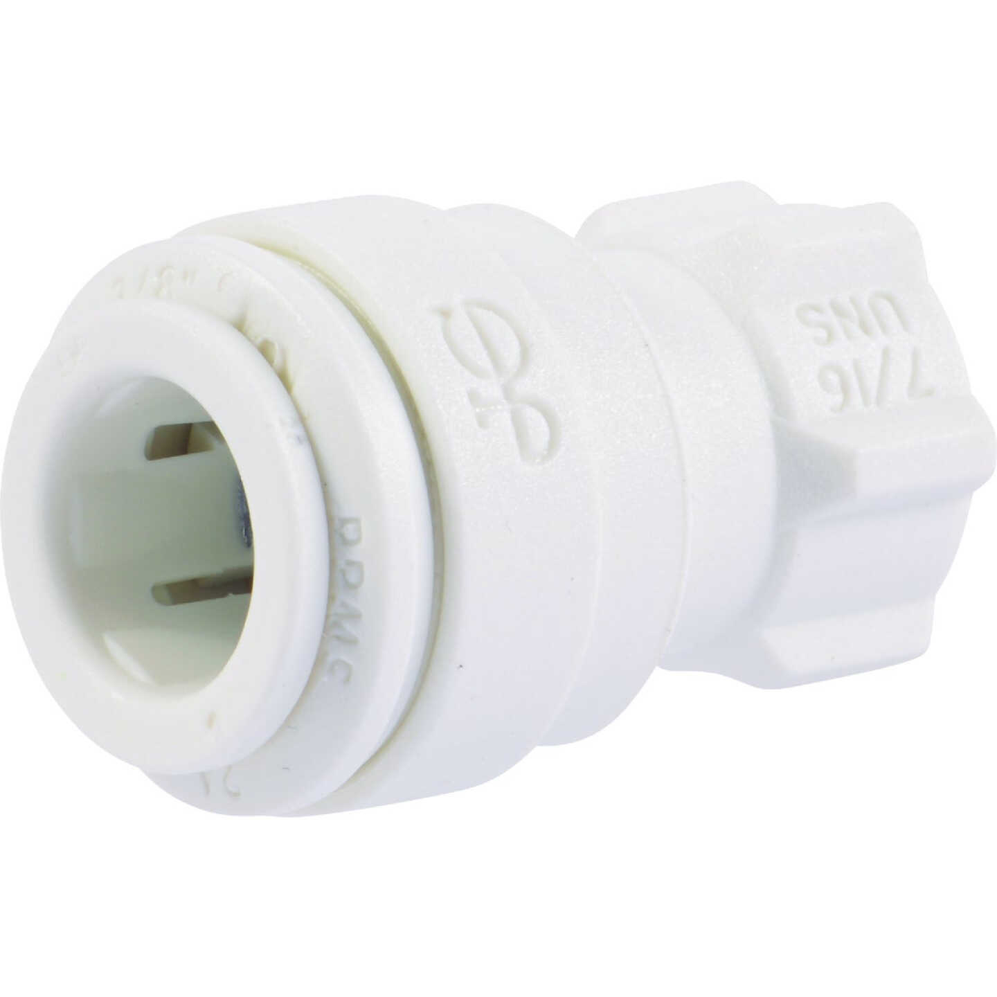 SharkBite John Guest 3/8 In. x 7/16 UNS Polypropylene Faucet Connector Image 1
