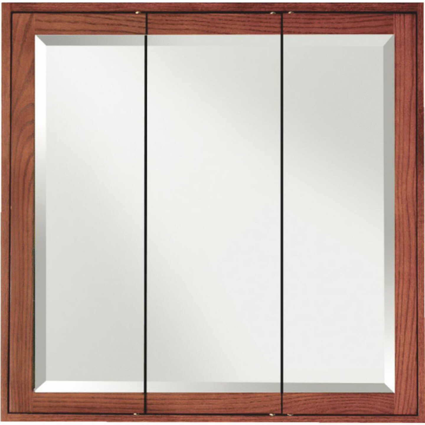 Sunny Wood Franciscan Mission Oak 30 In. W x 30 In. H x 5 In. D Tri-View Surface Mount Medicine Cabi Image 1