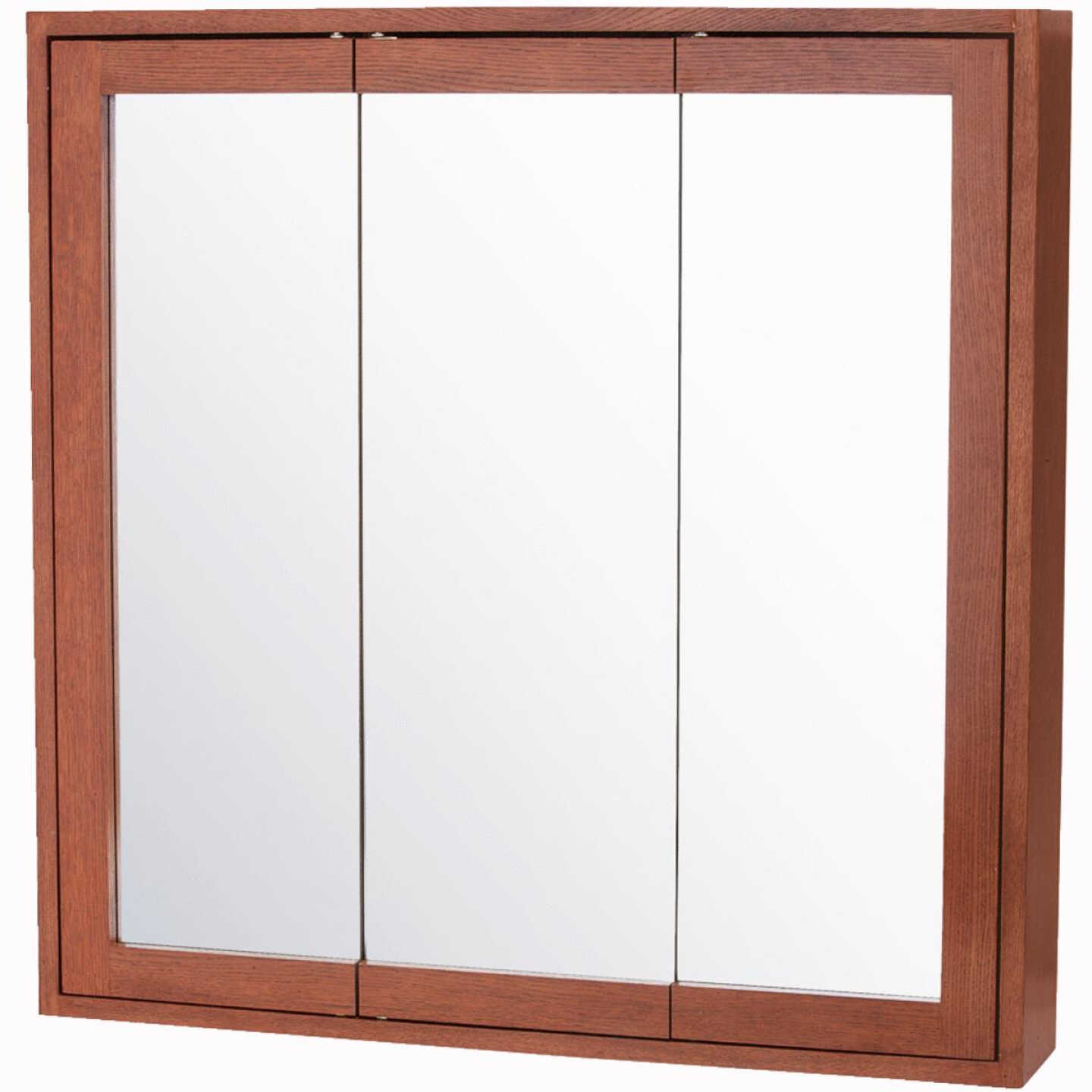 Sunny Wood Franciscan Mission Oak 30 In. W x 30 In. H x 5 In. D Tri-View Surface Mount Medicine Cabi Image 2