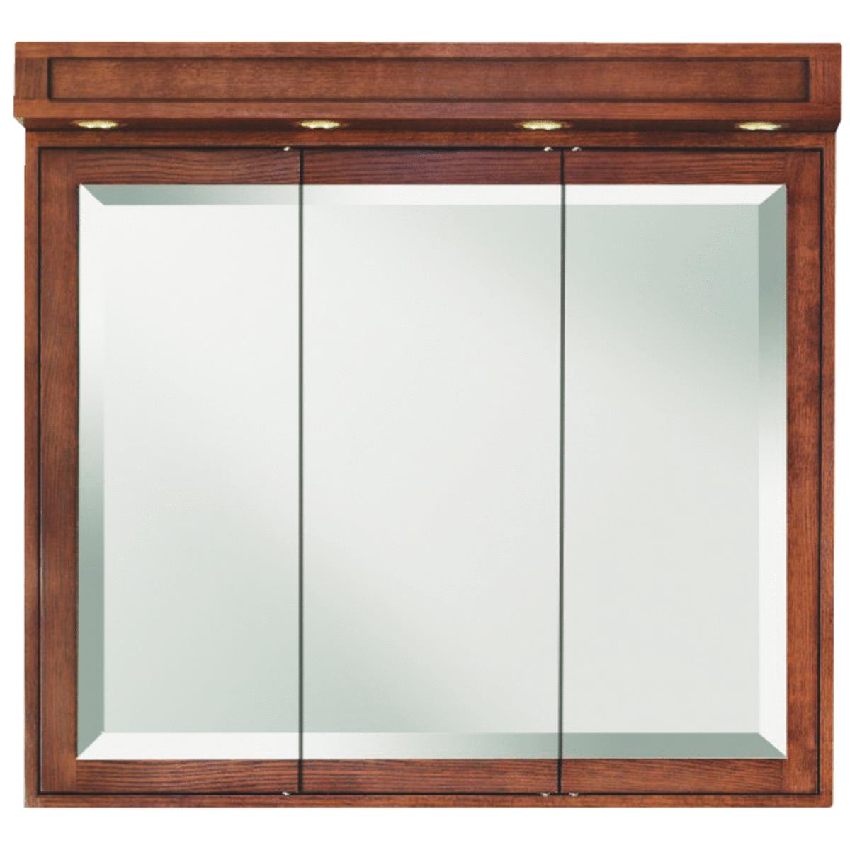 Sunny Wood Franciscan Mission Oak 36 In. W x 30 In. H x 5 In. D Tri-View Surface Mount Medicine Cabi