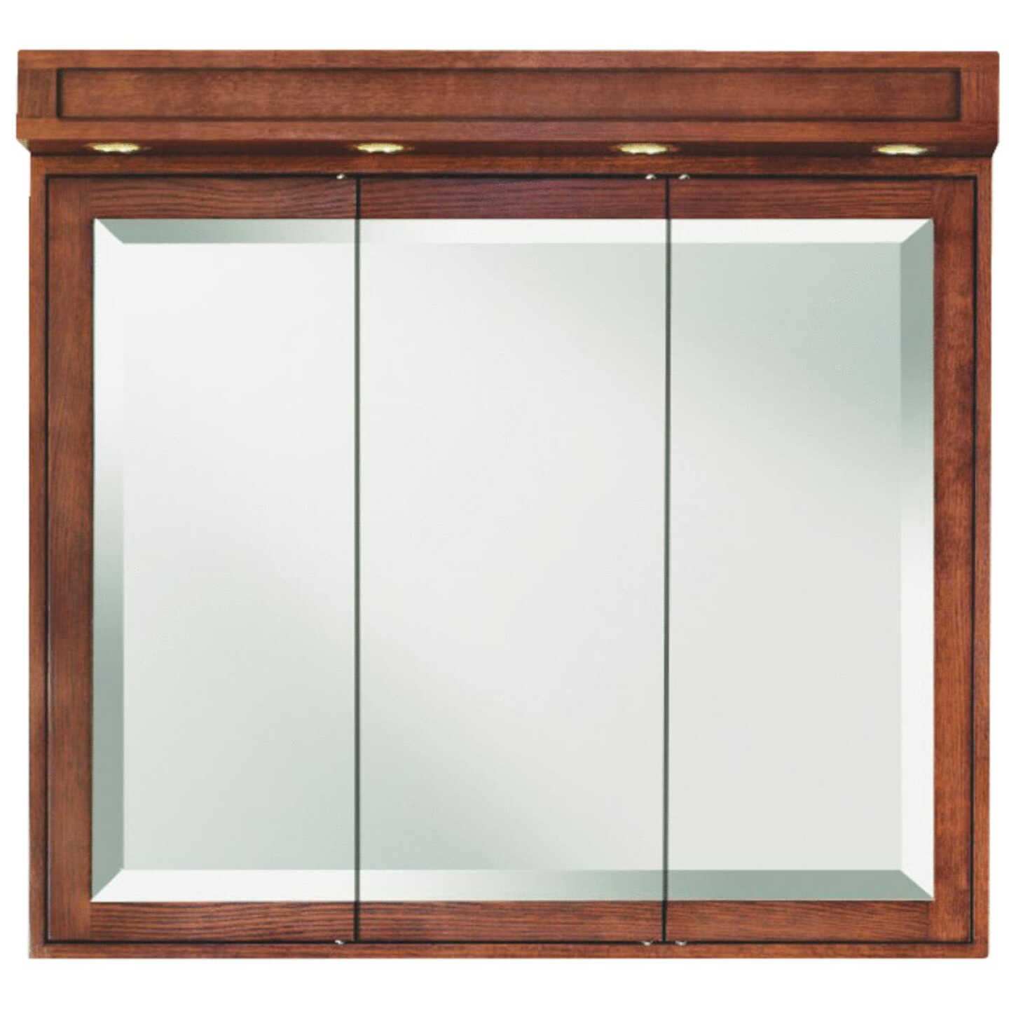 Sunny Wood Franciscan Mission Oak 36 In. W x 30 In. H x 5 In. D Tri-View Surface Mount Medicine Cabi Image 2