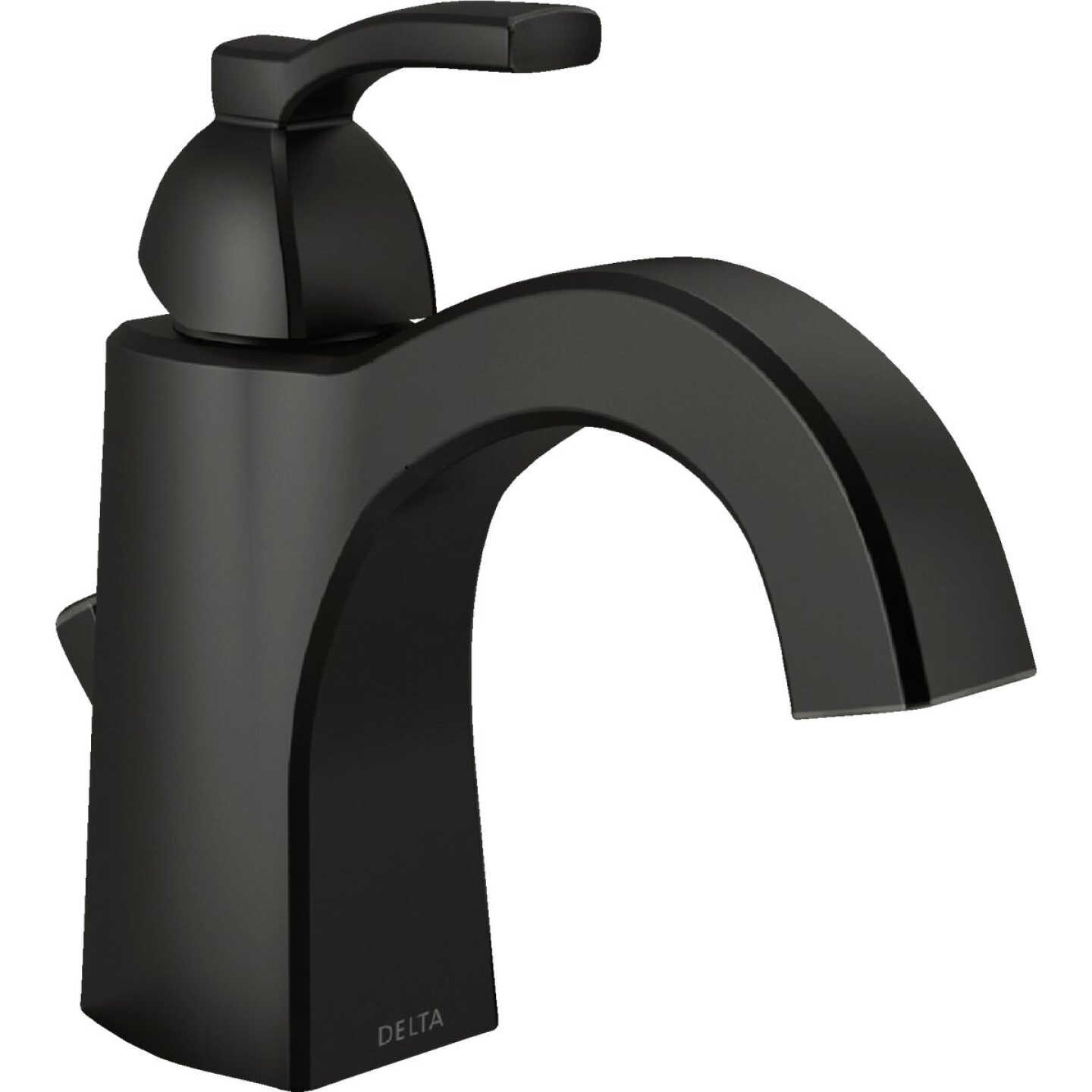 Delta Flynn Matte Black 1-Handle Lever Centerset Bathroom Faucet with Pop-Up Image 1