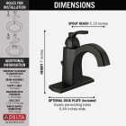 Delta Flynn Matte Black 1-Handle Lever Centerset Bathroom Faucet with Pop-Up Image 2