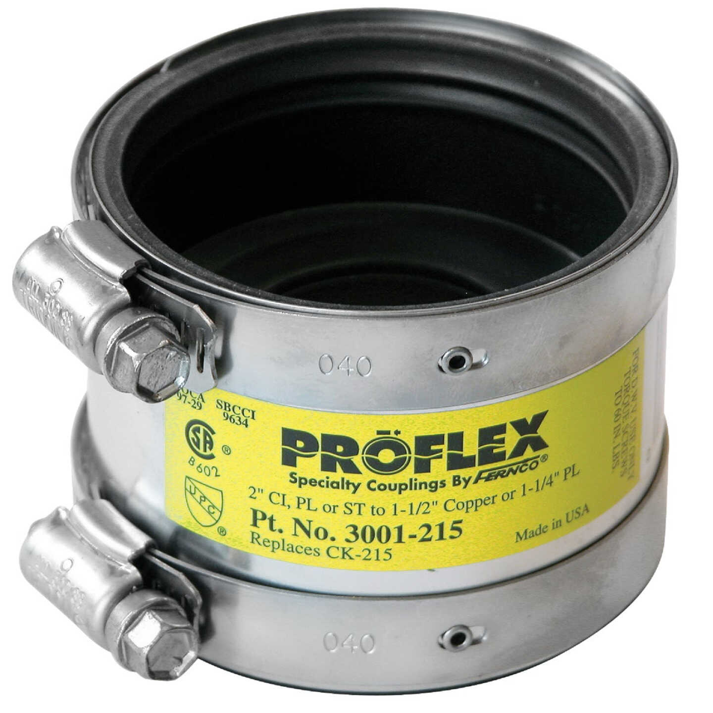 Proflex 2 In. x 1-1/2 In. PVC Shielded Coupling - Cast-Iron, Plastic, Steel to Copper Image 1
