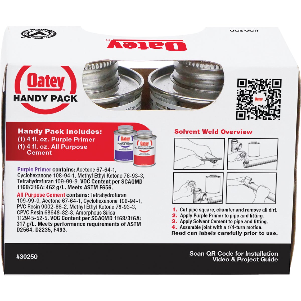 Oatey 4 Oz. All-Purpose ABS, PVC & CPVC Clear Cement & Purple Primer Handy Pack Image 2