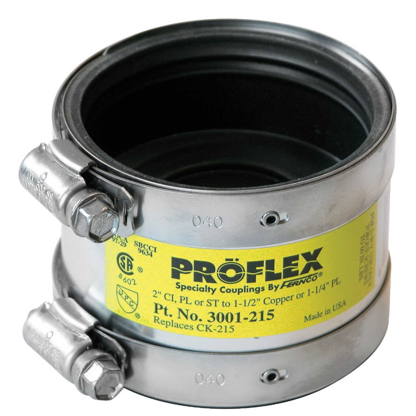 Proflex 2 In. x 2 In. PVC Shielded Coupling - Cast-Iron, Plastic, Steel to Copper Image 1