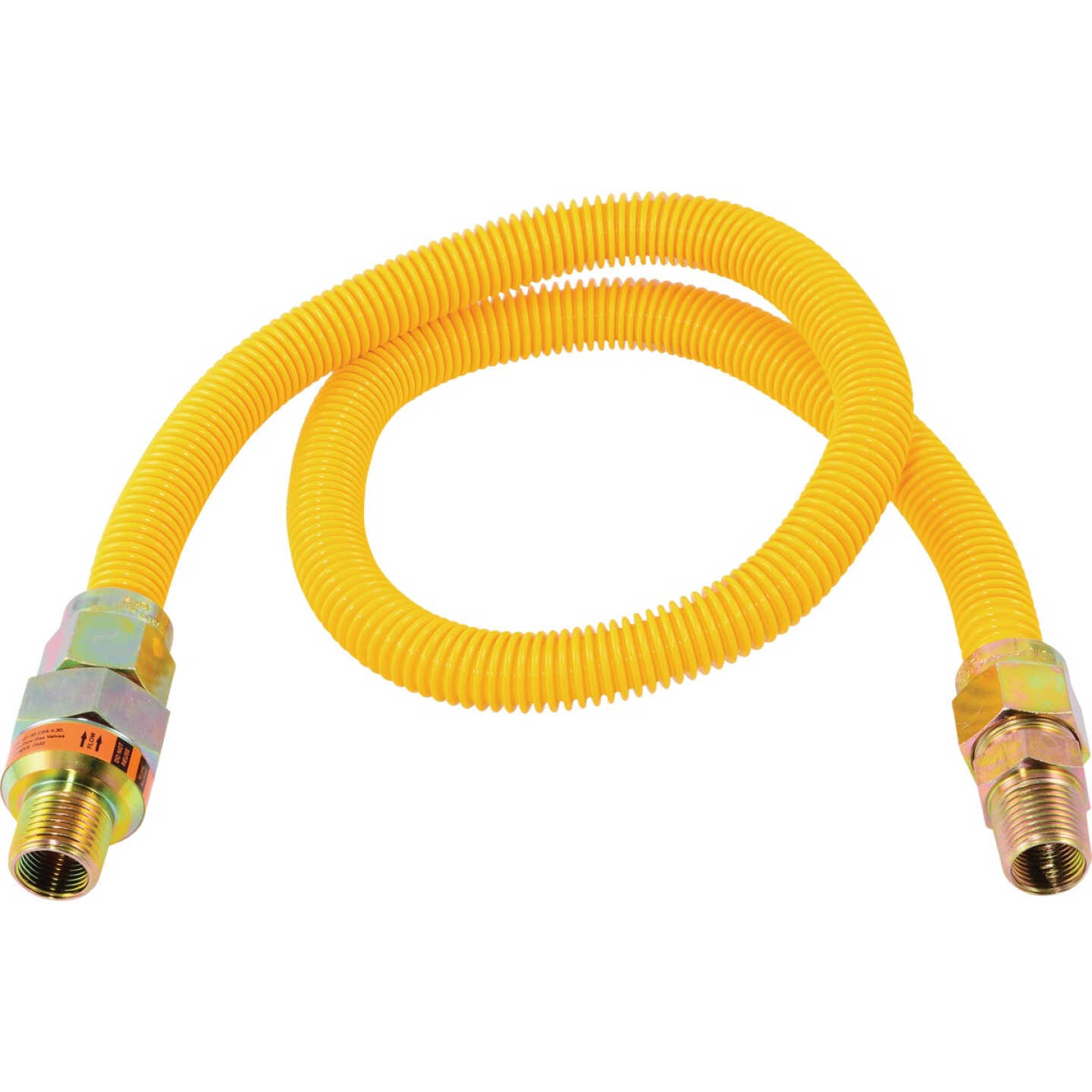 Eastman 5/8 In. OD x 36 In. 1/2 In. MIP (Tapped 3/8 In. FIP) x 1/2 In. MIP (Tapped 3/8 In. FIP) Coated Stainless Steel Gas Connector with ArmorBoost Excess Flow Valve Image 1