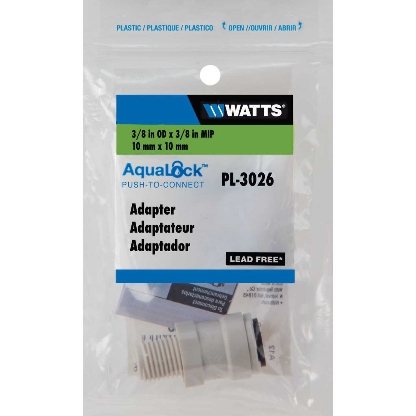 Watts Aqualock 3/8 In. OD x 3/8 In. MPT Push-to-Connect Plastic Adapter Image 2