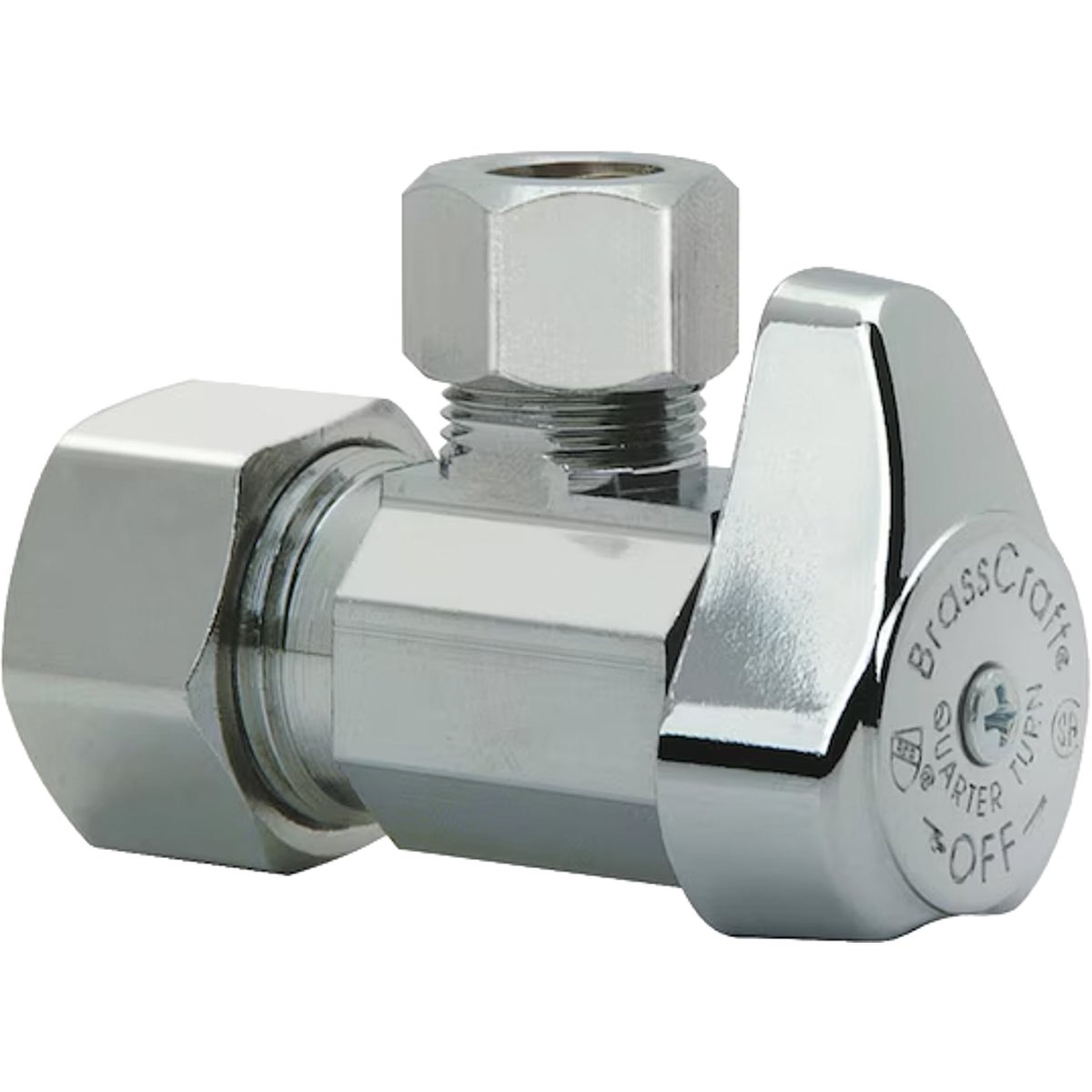 Brasscraft 1/2 In. Nom Compr. (5/8 In. OD) x 3/8 In. O.D. COMP Angle Stop Valve Image 1
