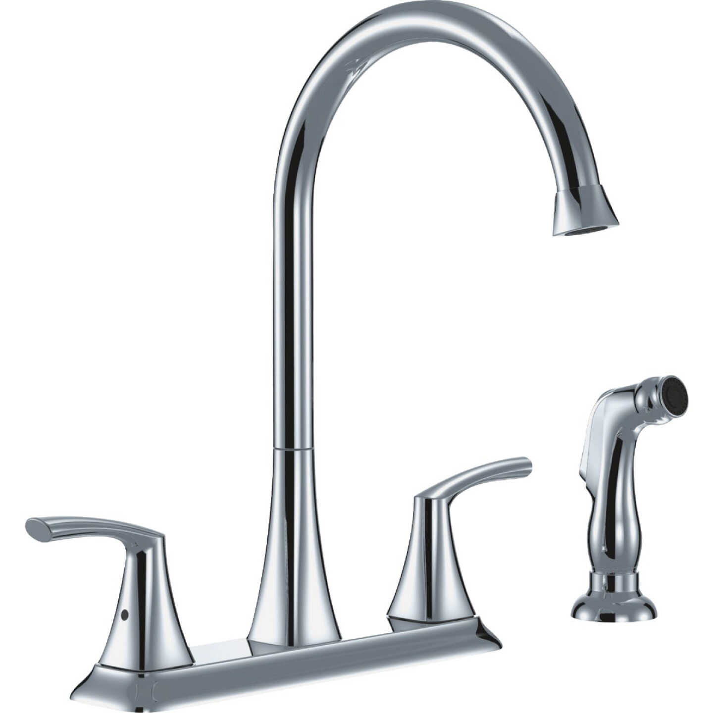Compass Manufacturing 5279C-WS Brookfield 2-Handle Chrome Hi Rise Kitchen Faucet With Spray Image 1
