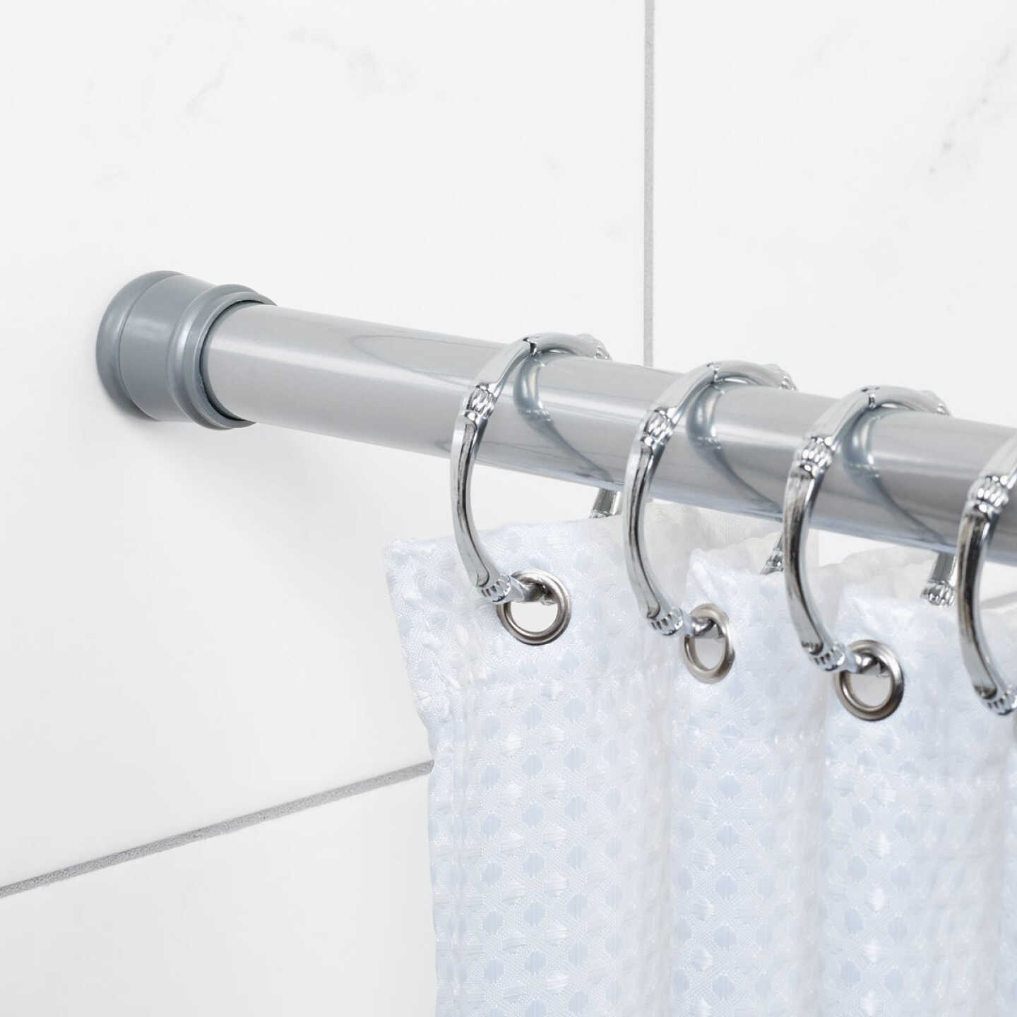 Zenith Zenna Home Straight 24 In. To 40 In. Adjustable Tension Shower Rod in Chrome Image 2