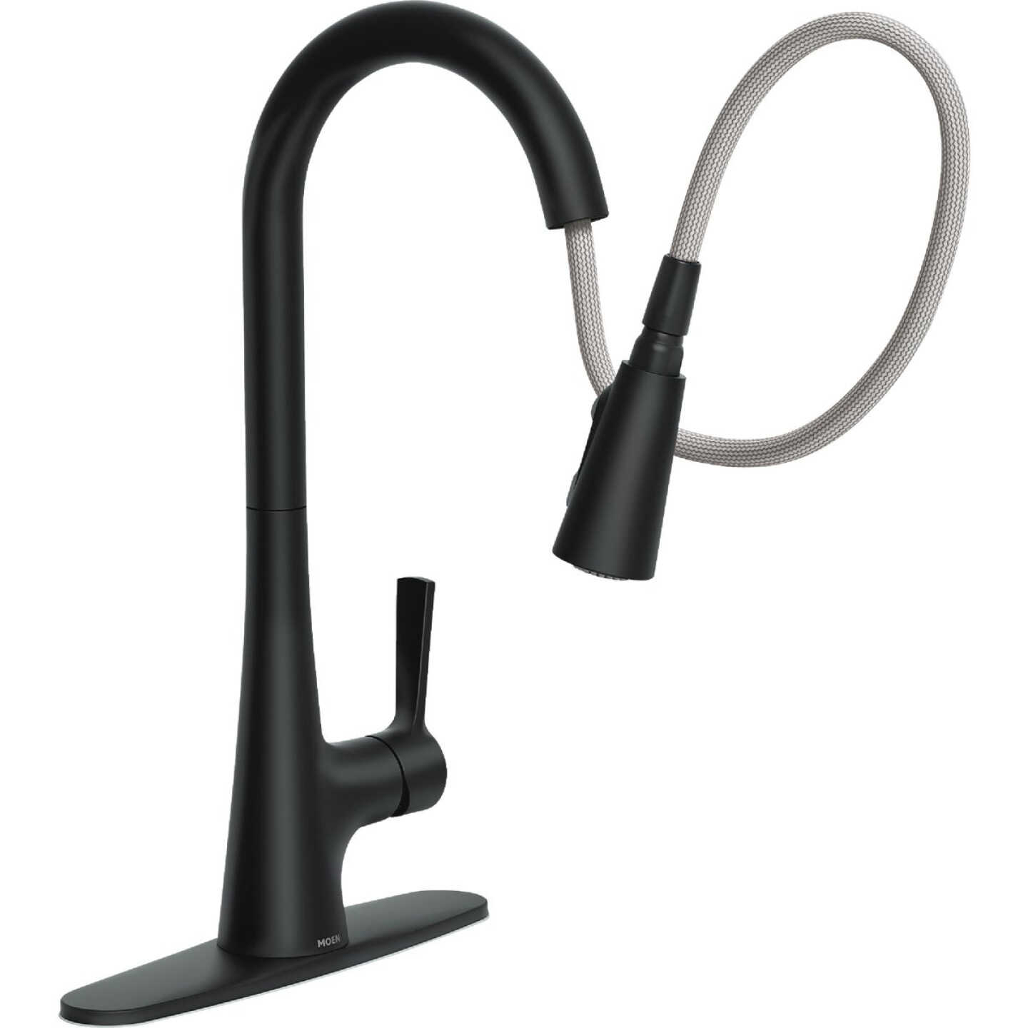 Mikah Matte Black One-Handle High Arc Pulldown Kitchen Faucet Image 4