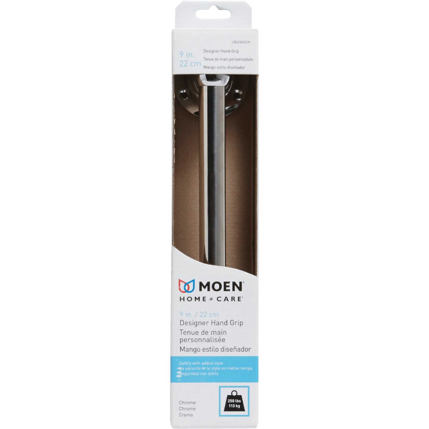 Moen Home Care 9 In. Designer Hand Grip, Chrome Image 2