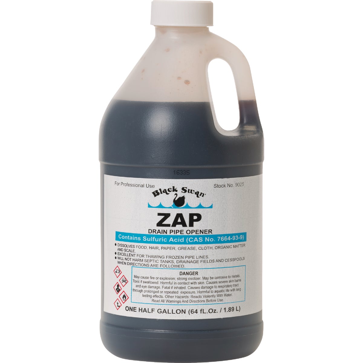 Black Swan Zap Sulfuric Acid Drain Opener with Odor Blanket, 1/2 Gal. Image 1