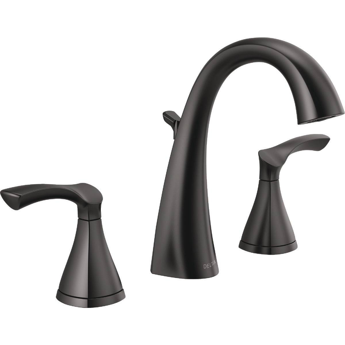 Delta Sandover Matte Black 2-Handle Widespread Bathroom Faucet Image 1